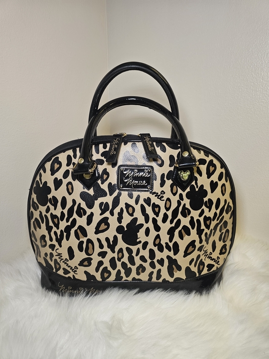Loungefly Handbags - Loungefly Black and Tan Leopard Minnie Dome Satchel